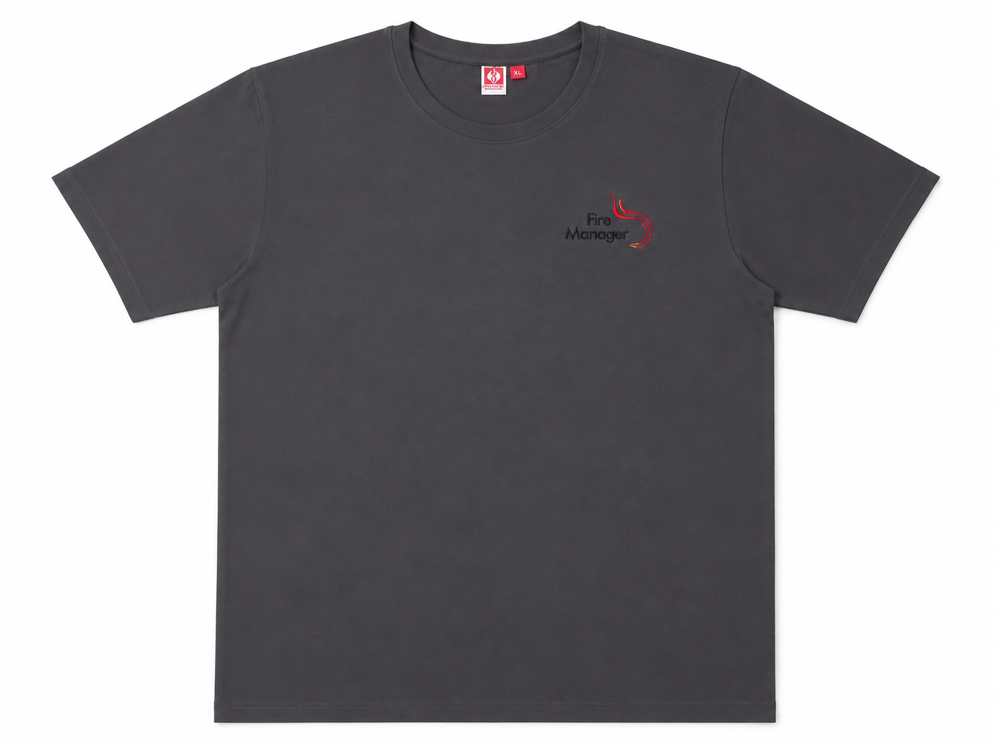 FireManager - T-Shirt grau bestickt